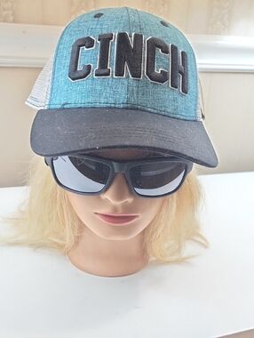 NWT, Cinch Teal Front with Black Bill & White Mesh Trucker Cap